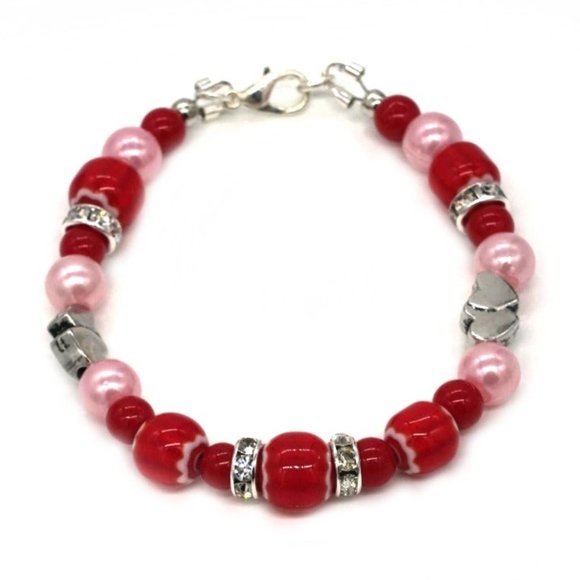 Bracelet with glass beads and Rhinestones. Lobster clasp. - Picture 2 of 2